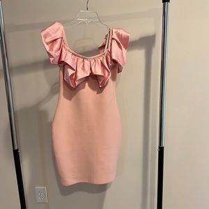 Pink Bodycon Dress w/ Ruffles (Size Small)